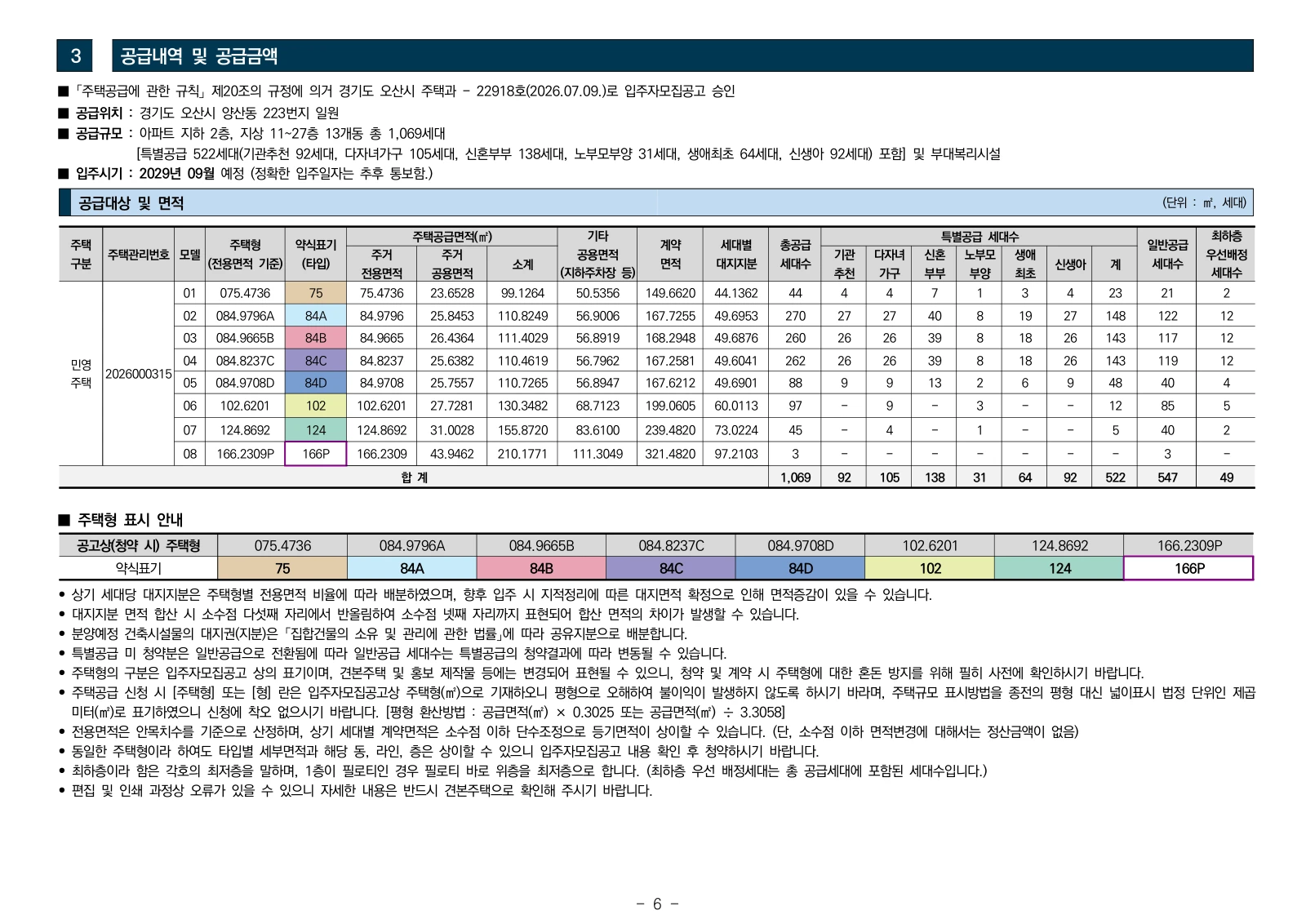 1단지 입주자모집공고 6쪽